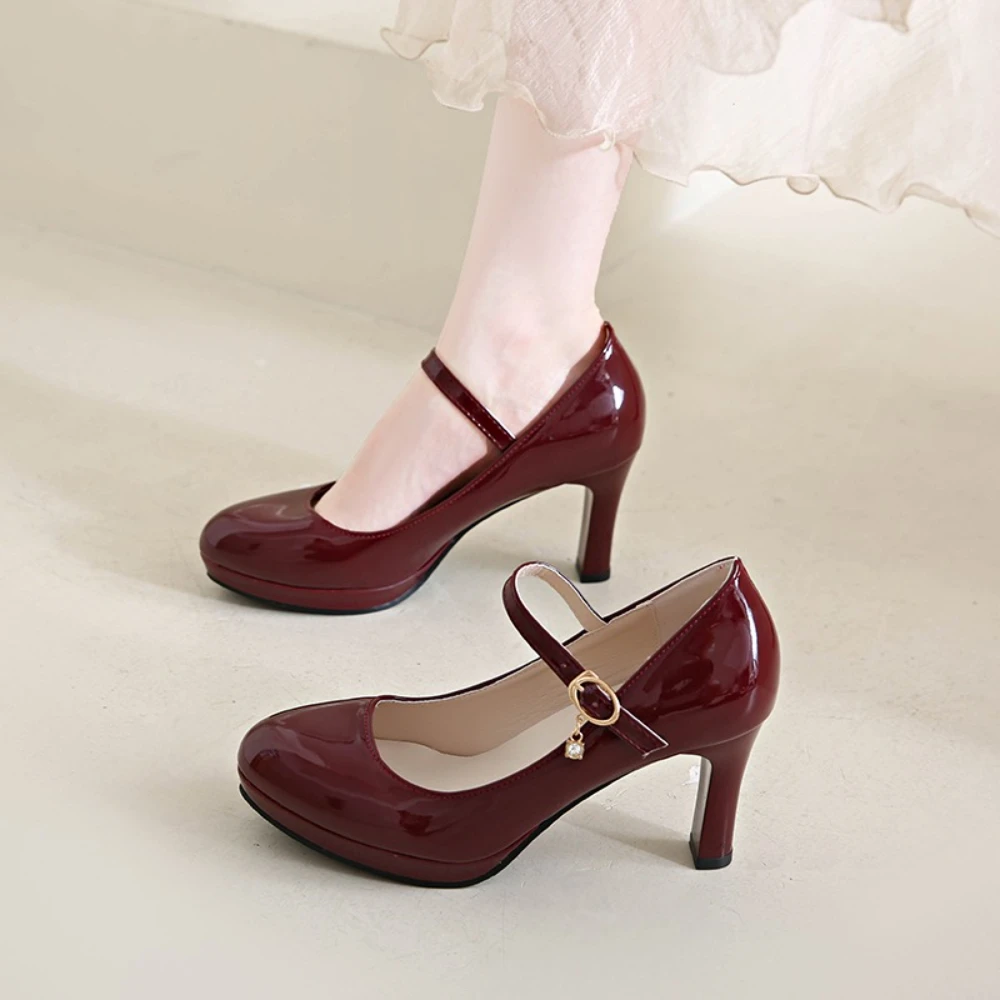 2025, schwarze High Heels für Damen, Frühlings-Freizeitschuhe, Damen-High-Heels, einfarbig, Keilschuhe, Übergröße, High Heels, Größe 34–42 – Detail 14