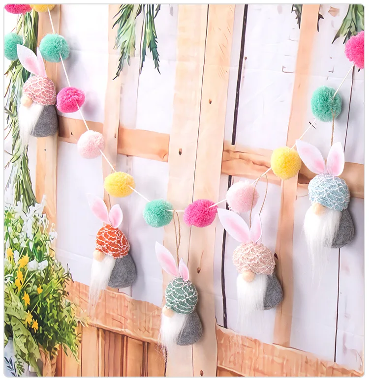 5pcs Easter Decoration Dwarf Rudolf Pendant Venue Layout Props Easter Rabbit Easter Decoration Home Decoration Rabbit Decoration