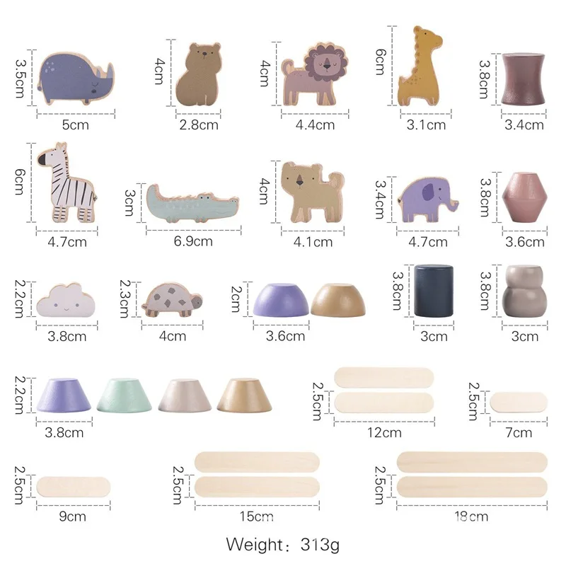 

Zoo Stackable Balance Wooden Building Blocks