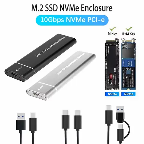 USB 3.1 M.2 SSD 인클로저 모바일 케이스, NVME 프로토콜에서 C 타입 솔리드 메탈 외장 하드 디스크 케이스, 노트북 휴대폰 SSD 지원