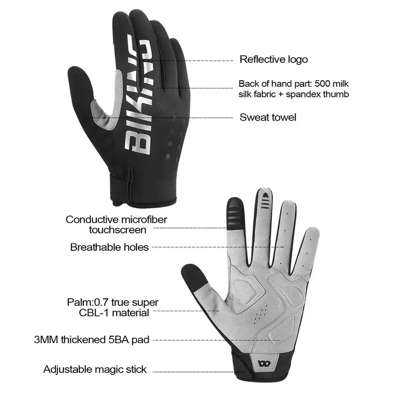 Cold Weather Biking Gloves Touchscreen Snow Gloves Non-Slip Full Finger Mittens Reflective Gloves For Men Women Hiking Cycling image 5