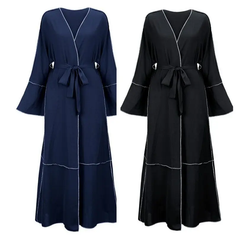 

Fashionable Cross-Border Ithlan Dress Open Cardigan New Model Kabab Abaya Dubai Women's Ethnic Wear Stage Costume PU Material