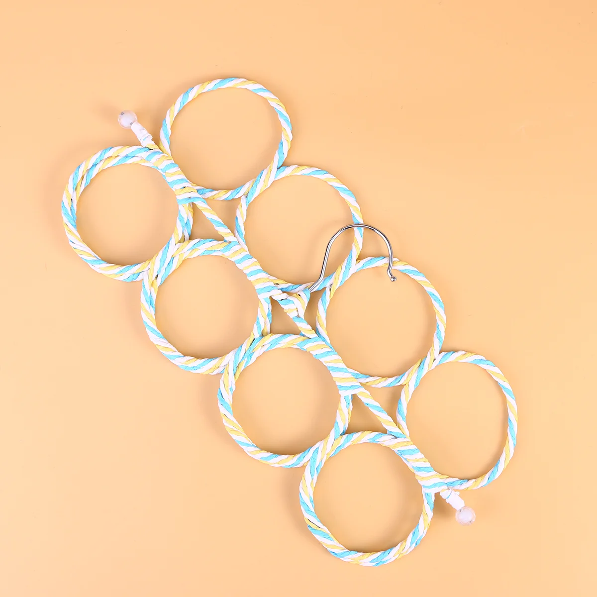 Novelty Foldable 12-Ring Eco-friendly Paper Rattan Scarf Hanger Towel Tie Holder Rack (Random Color)