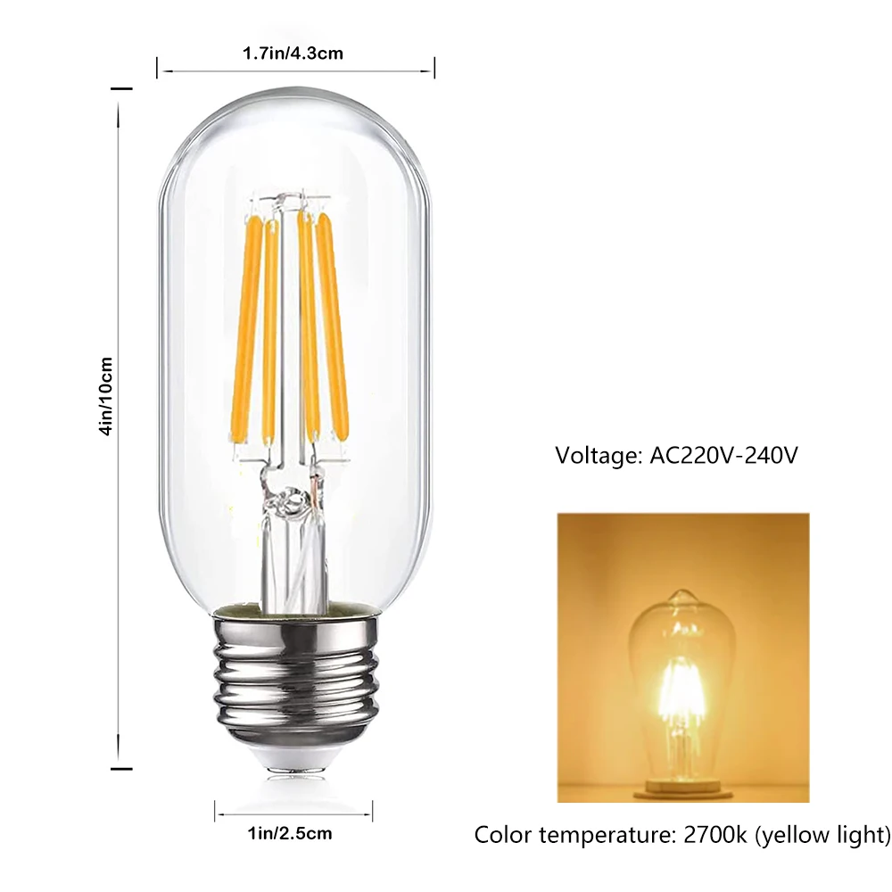 6 قطعة T45 LED لمبات E27 اديسون ريترو ستايل 220 فولت دافئ أبيض ودافئ ضوء مصباح للإضاءة ديكوريّة المنزل #2