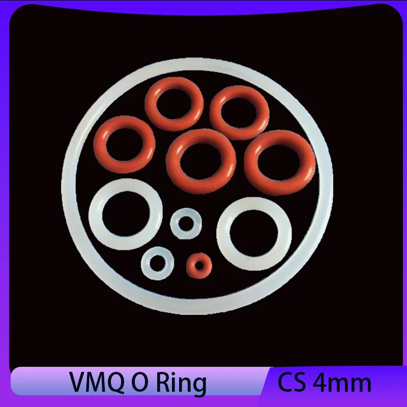 

Red/White Food Grade VMQ Silicon O Ring Gasket CS 4mm OD 12~150mm Round Washer O Shape Silicone Rubber Sealing Gaskets 10pcs