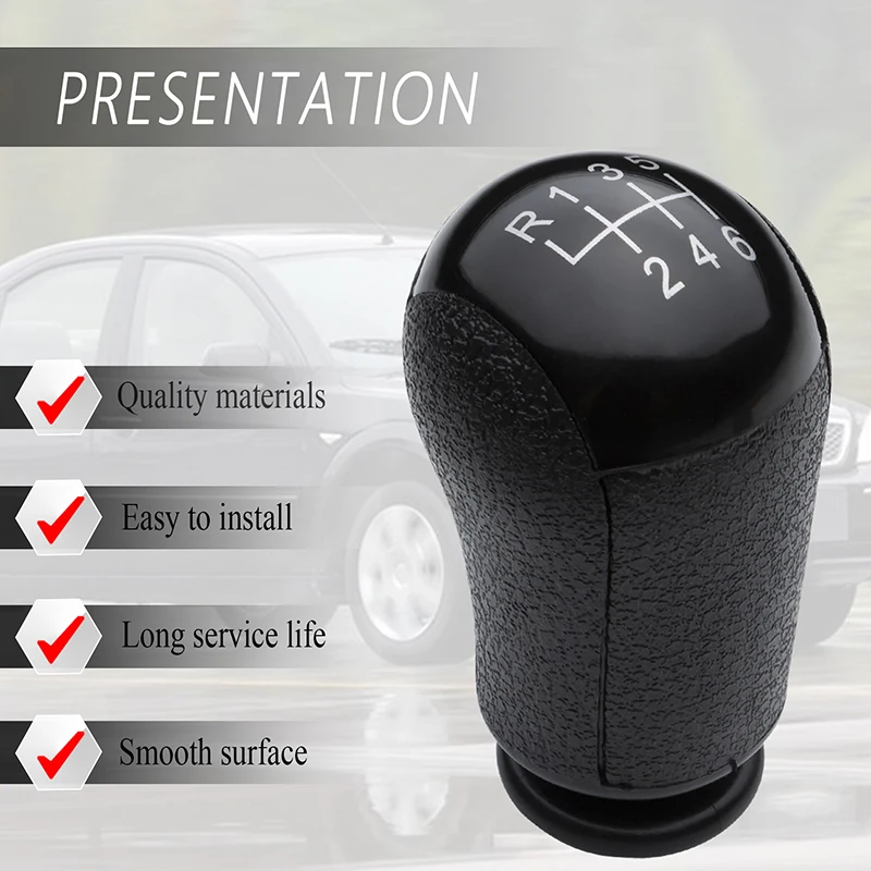 6 Speed MT Car Gear Stick Shift Knob For Ford Focus Mondeo MK3 S-MAX C-MAX Mustang Galaxy Fiesta MK6 Transit Black Silver