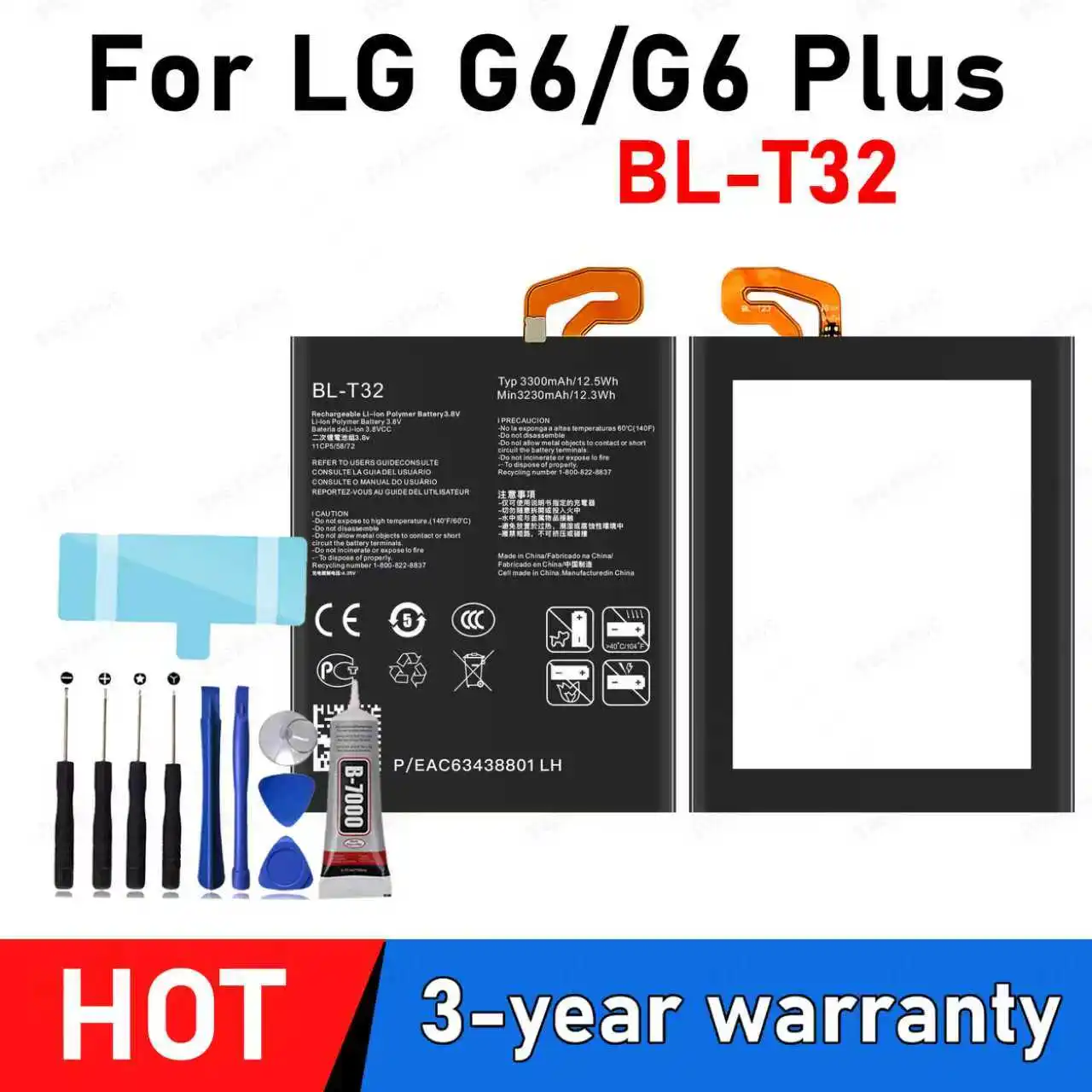 

Original BL-T32 3300mAh Battery For LG G6 G600L G600S G600K G600V H871 H872 H873 LS993 US997 VS988 T32 BLT32 phone Batteries