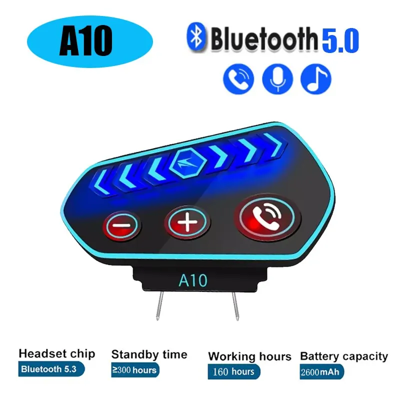 

A10 Motorcycle Helmet Bluetooth Headset Wireless V5.0 Waterproof Handsfree Call Music Earphone 1000mAh Riders Moto GPS Headphone