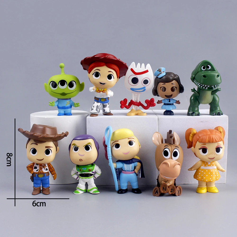 2024 Toy Story 7 szt. Zabawki figurki akcji Woody Jessie Buzz Lightyear Forky świnia miś Figura zestaw modeli lalka figurka prezenty dla dzieci