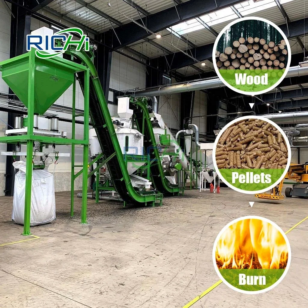 RICHI 1-50 T/H Customized Wood Pellet Production Line Manufacturing Plant Whole Biomass Wood Pellet Line For Sale