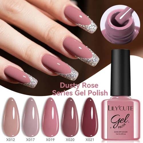 Imagen 2 del producto LILYCUTE 7ml Esmalte de uñas de Gel de Color rojo rosa desnudo Otoño Invierno Color cálido Semi permanente Soak Off UV barniz suministros de uñas