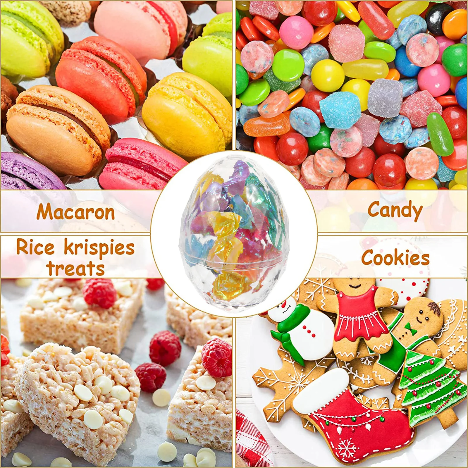 

12Pcs Plastic Candy Boxes Fillable Clear Ornaments DIY Egg Shaped Balls for Wedding Party Gift Packaging Holiday