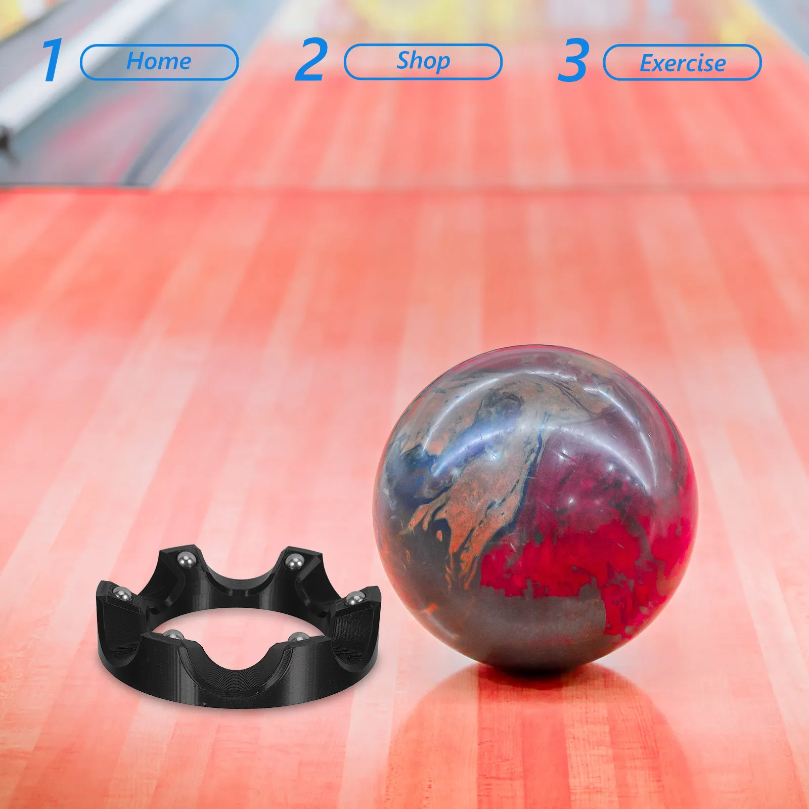 

360 Degree Rotating Bowling Ball Holder Stand Non Slip Scratch Free Heavy Duty Bearing Roller Cup for Home Shop Training