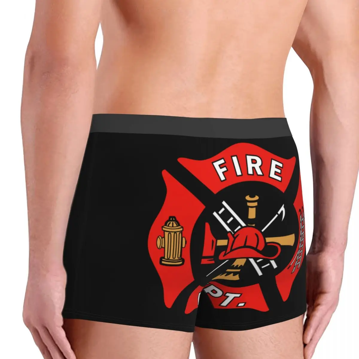 Custom Cool Firefighter Department Logo Boxers Shorts Panties Male Underpants Comfortable Fireman Fire Rescue Briefs Underwear