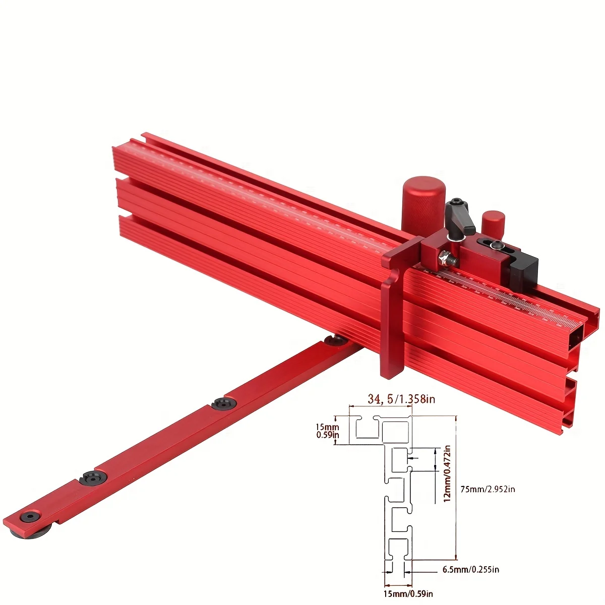 1 Set Miter Gauge and 400MM Aluminium Profile Fence With Track Stop Sawing Assembly Angle Ruler for Table Saw Router Table Tools