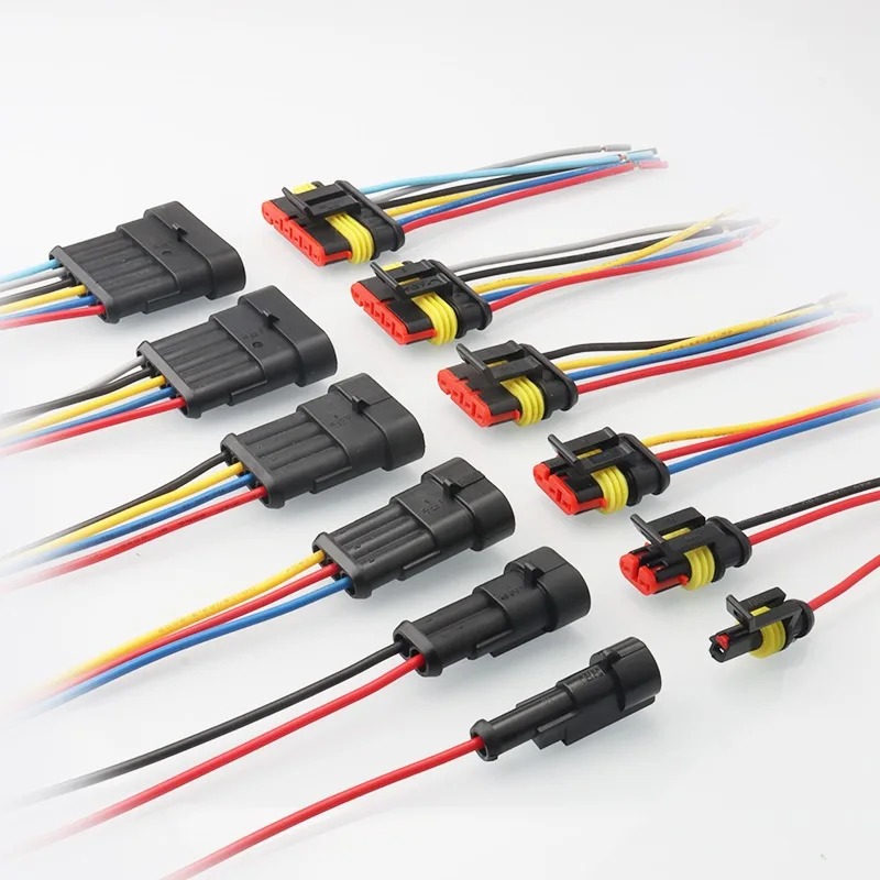 5/20/100 sets AMP 1P 2P 3P 4P 5P 6P Waterproof Auto Connector Male Female Plug with 15CM 18AWG Wire Cable HID harness for Car