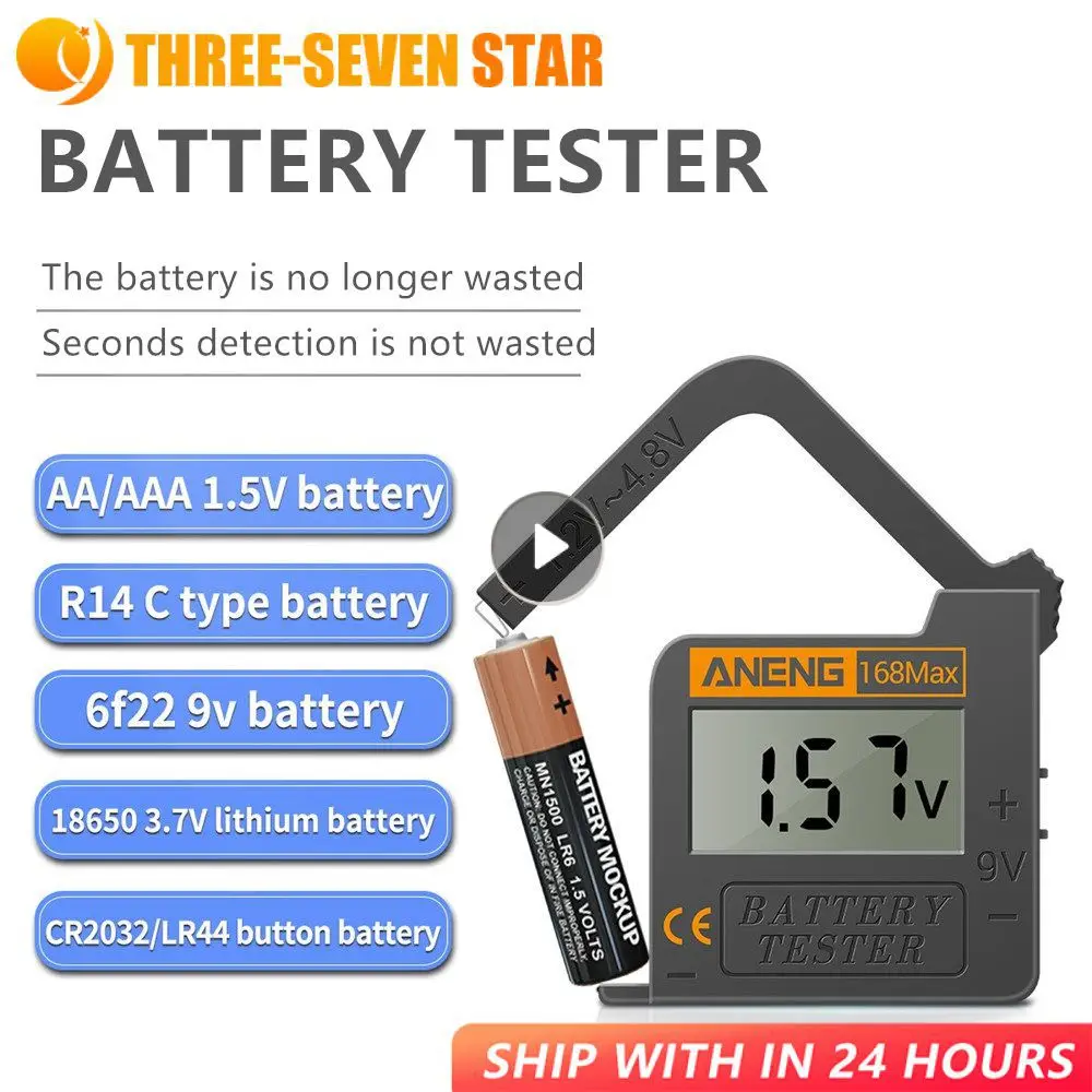 168Max Digital Lithium Battery Capacity Tester Universal Test Checkered Load Analyzer Display Check AAA AA Button Cell Testers