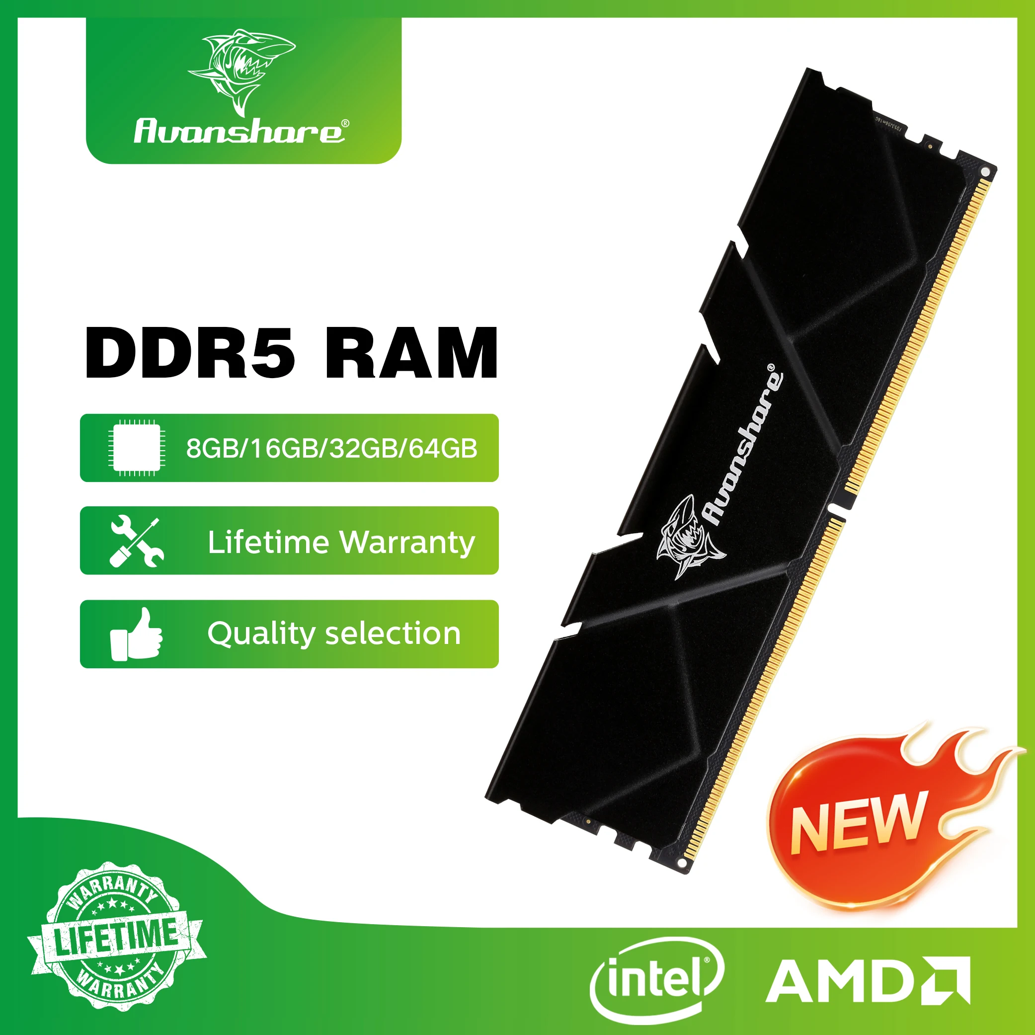 

Avanshare Desktop Memoria Ram DDR5 DDR4 DDR3 32GB 16GB 8GB 1600MHz 3200MHz 5600MHz UDIMM PC Computer RAM Memory Memória