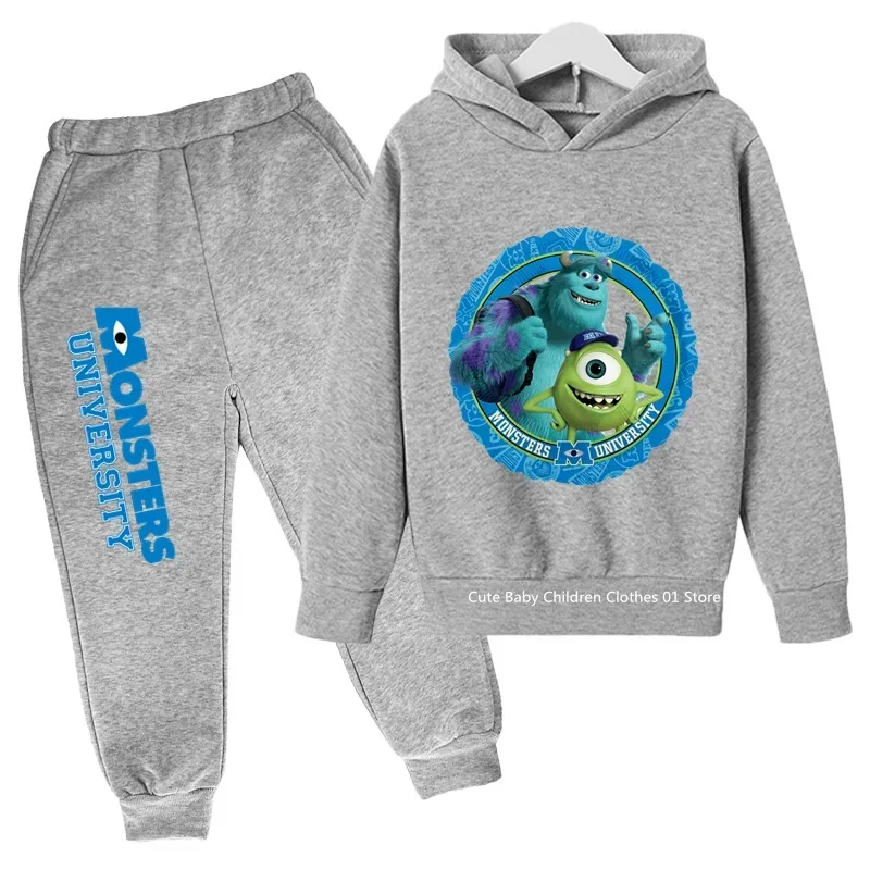 2024 Spring Autumn Cartoon Monsters, Inc. Hoodie Set Kids Boys And Girls Fashion Hooded Sweatshirt Casual Pants Hoodie Set