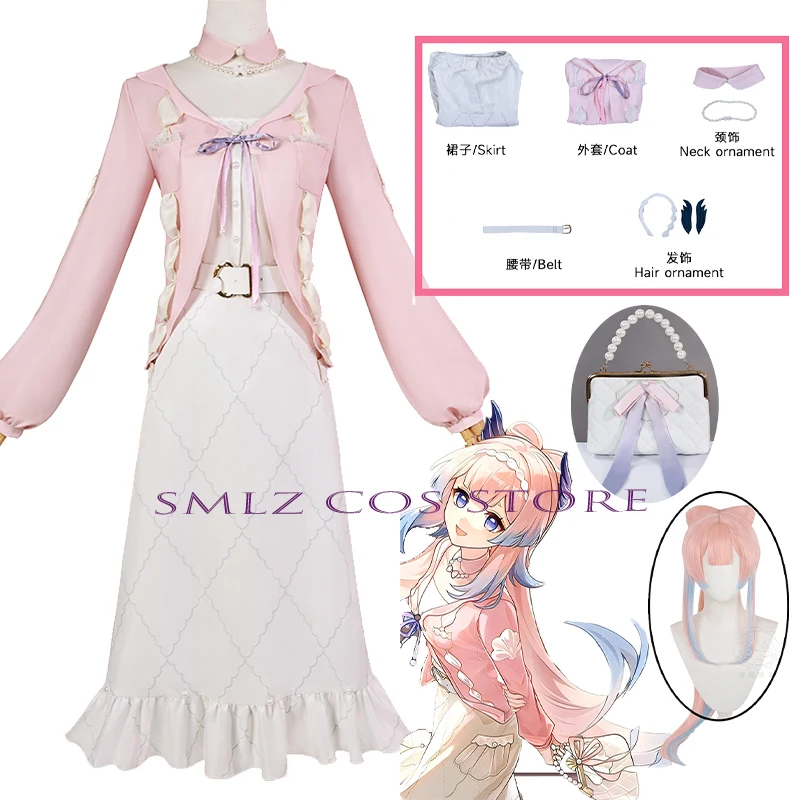 Genshin Impact Anime Cosplay Costume pour femme, robe, sac, perruque, ensemble, Hmatte en, tenue de fête, Migration vers Shanhai, Sangonomiya Warriomi