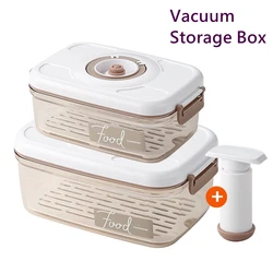 Food Storage Container Vacuum Storage Box with Drain Net Large Capacity Food Dispenser Transparent Sealed Tank Kitchen Organizer