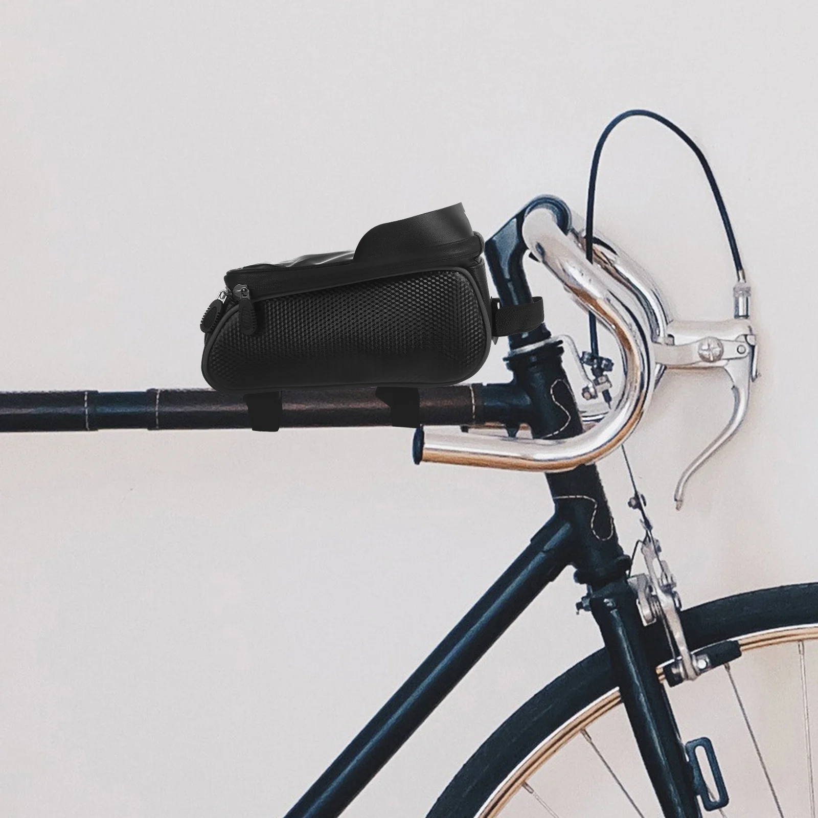 

Bike Front Beam Waterproof Bag Black Sports Tube Bag Durable Protective Phone Holder for Cycling Bike Phone Holder