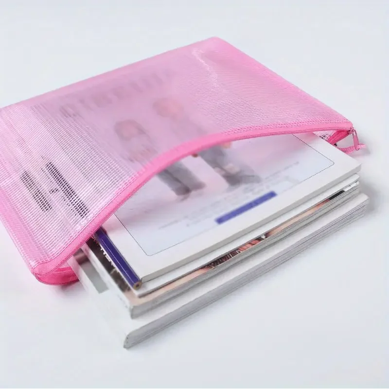 5 قطعة مجلد تخزين القرطاسية ملف شبكة سستة الحقيبة A5 حقيبة مستندات البريدي مجلدات الملفات اللوازم المكتبية المدرسية