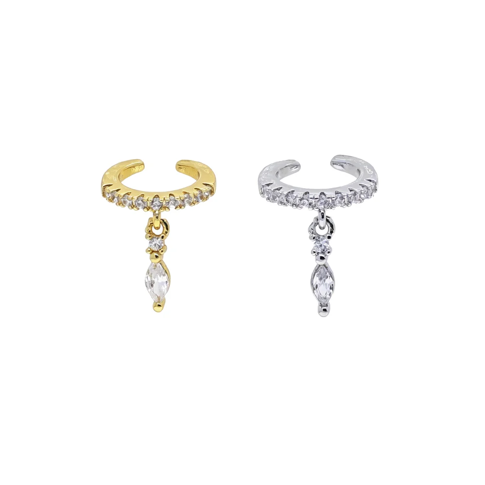 Ear Cuff Micro Pave Cz Marquise Stone Circle Mix Rainbow CZ Earrings No Pierced Stack Small Sized Little Girl Earring Cuff - view 2