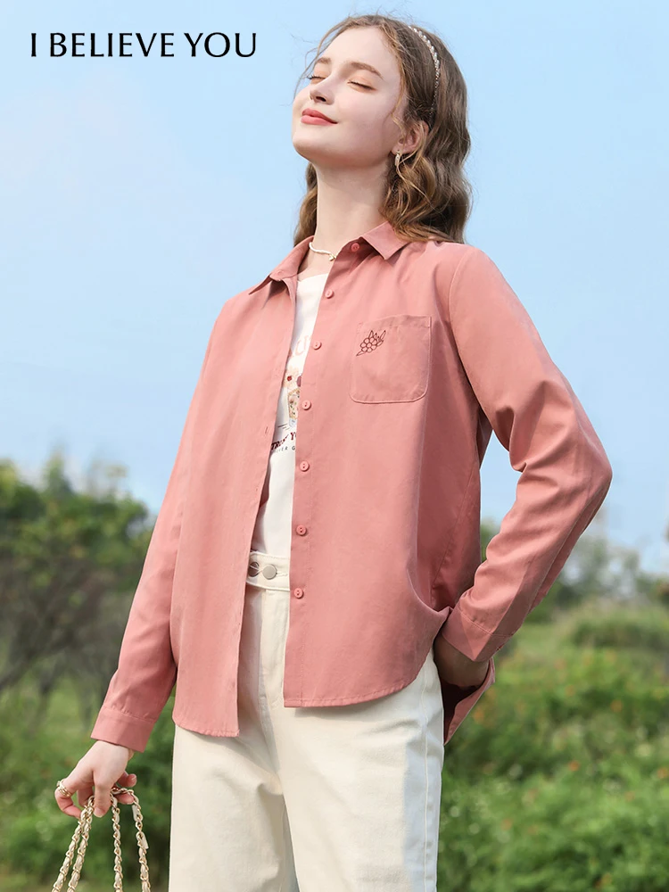 

I BELIEVE YOU Pink French Embroidery Spring Shirts For Women 2024 New Chic Pretty Temperament Lady Trendy Blouses 2241055465