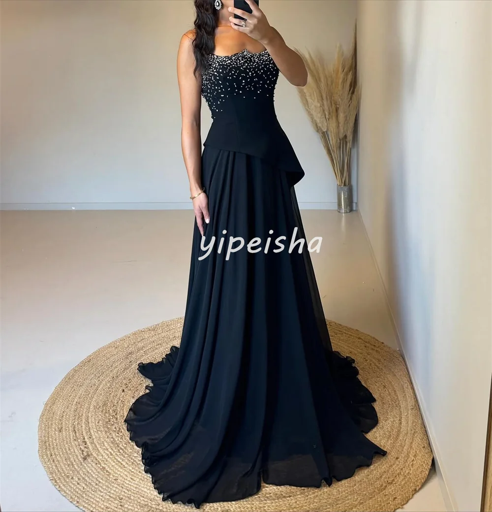 تخصيص مثير البريق الشيفون الطية حجر الراين ألف خط فساتين طويلة حمالة فساتين مناسبة مخصصة الأحجام المتاحة الرسمية