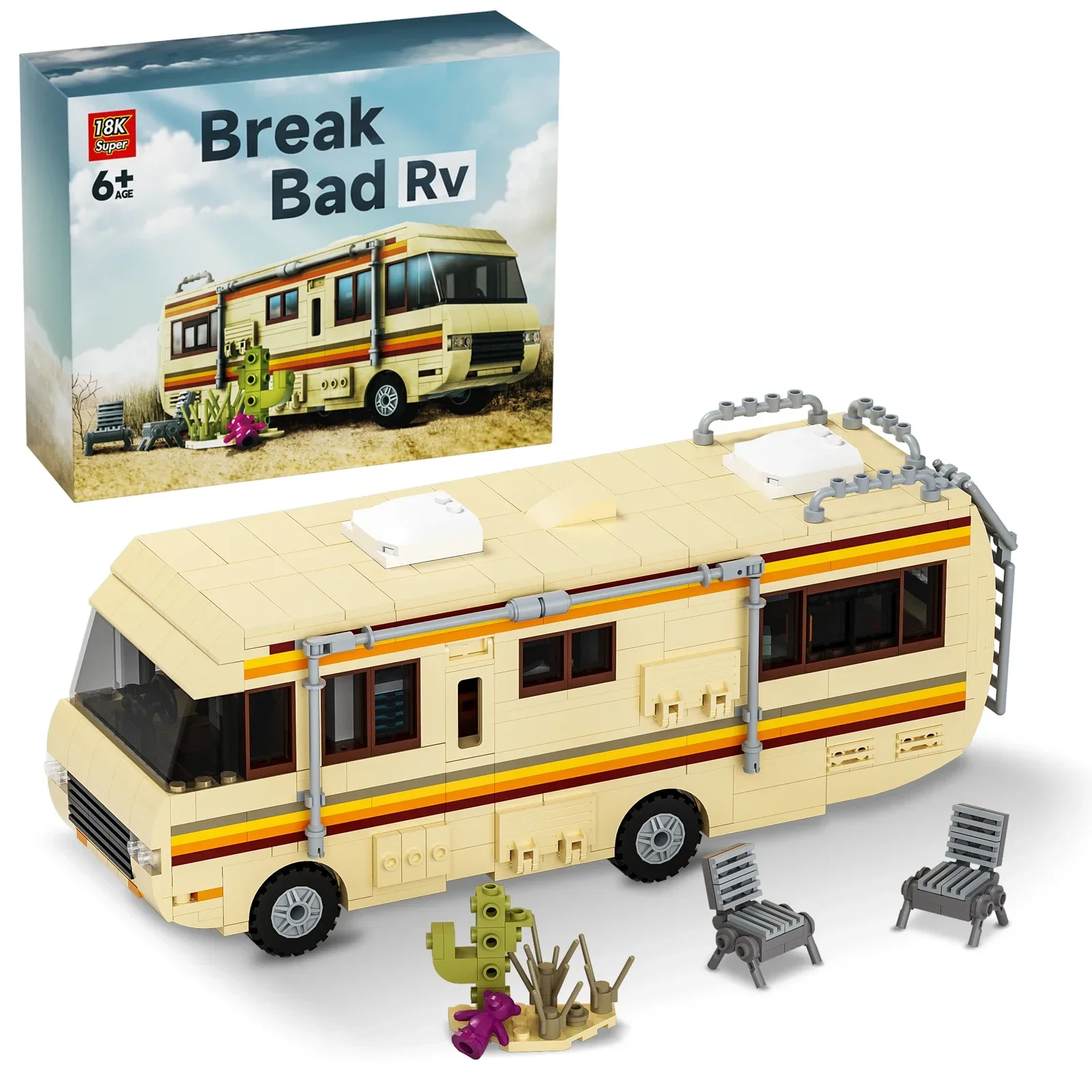 Gobricks nowy Breaking Bad Pinkman do gotowania samochodowe klocki budowlane RV ustawił Walter White Van pojazd zabawka dla prezent urodzinowy dla