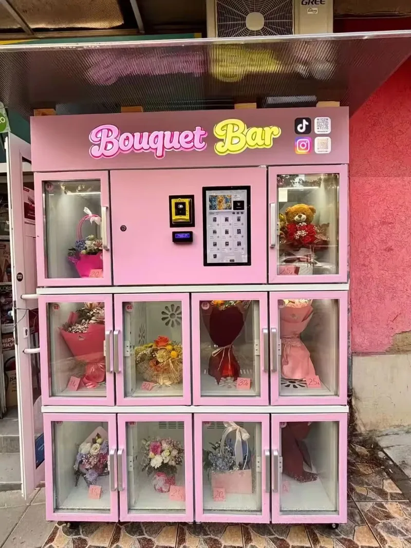 Rotating Flower Vending Machine Refrigerated Natural Flower Vending Kiosk For Mall Store