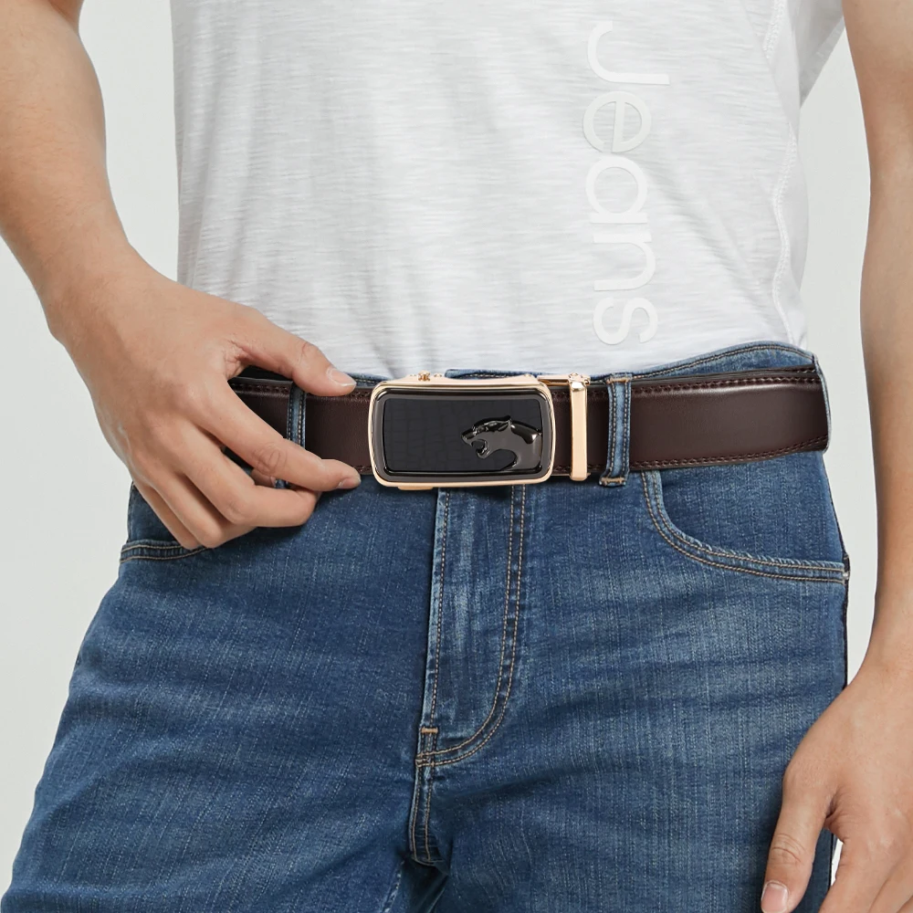 الرجال التلقائي مشبك جلد البقر الحقيقي حزام الترفيه سراويل أنيقة حزام الرجال حزام الخصر