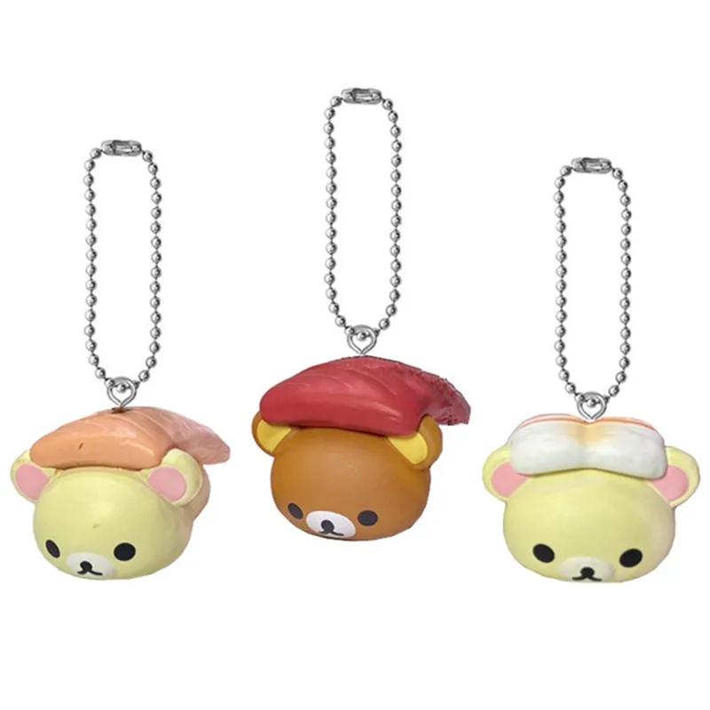 

Брелок для ключей Rilakkuma суши, медведь, медведь, брелок с шариком, аниме мультфильм, кавайная милая сумка, брелки, маленький подарок, игрушки для девочек