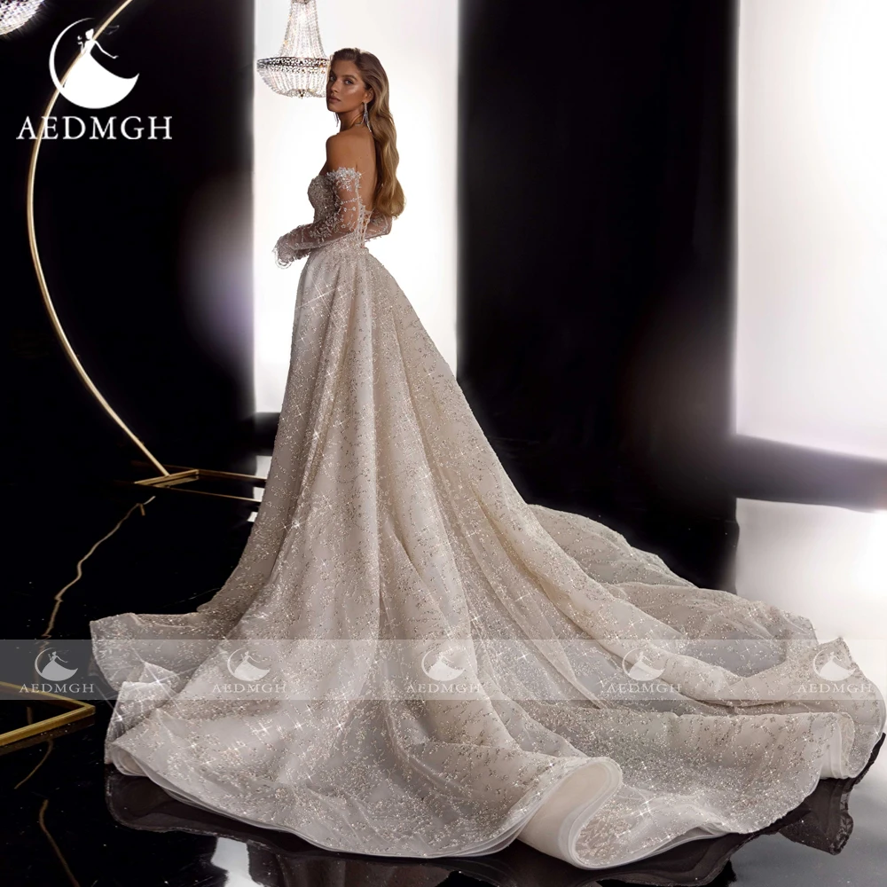 Aedmgh abiti da sposa a sirena 2024 Sweetheart Off The Shoulder Vestido De Novia ricamo in pizzo staccabile Train Robe De Mariee