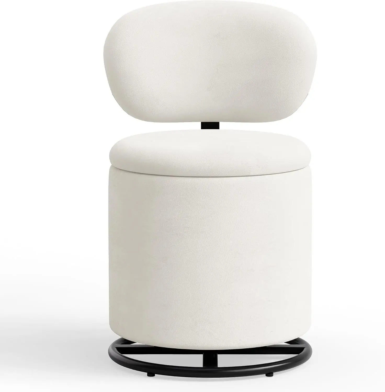 360° Swivel Velvet Vanity Chair with Ergonomic Backrest & Hidden Storage Compartment – Makeup Stool for Bedroom or Dressing Area view 4