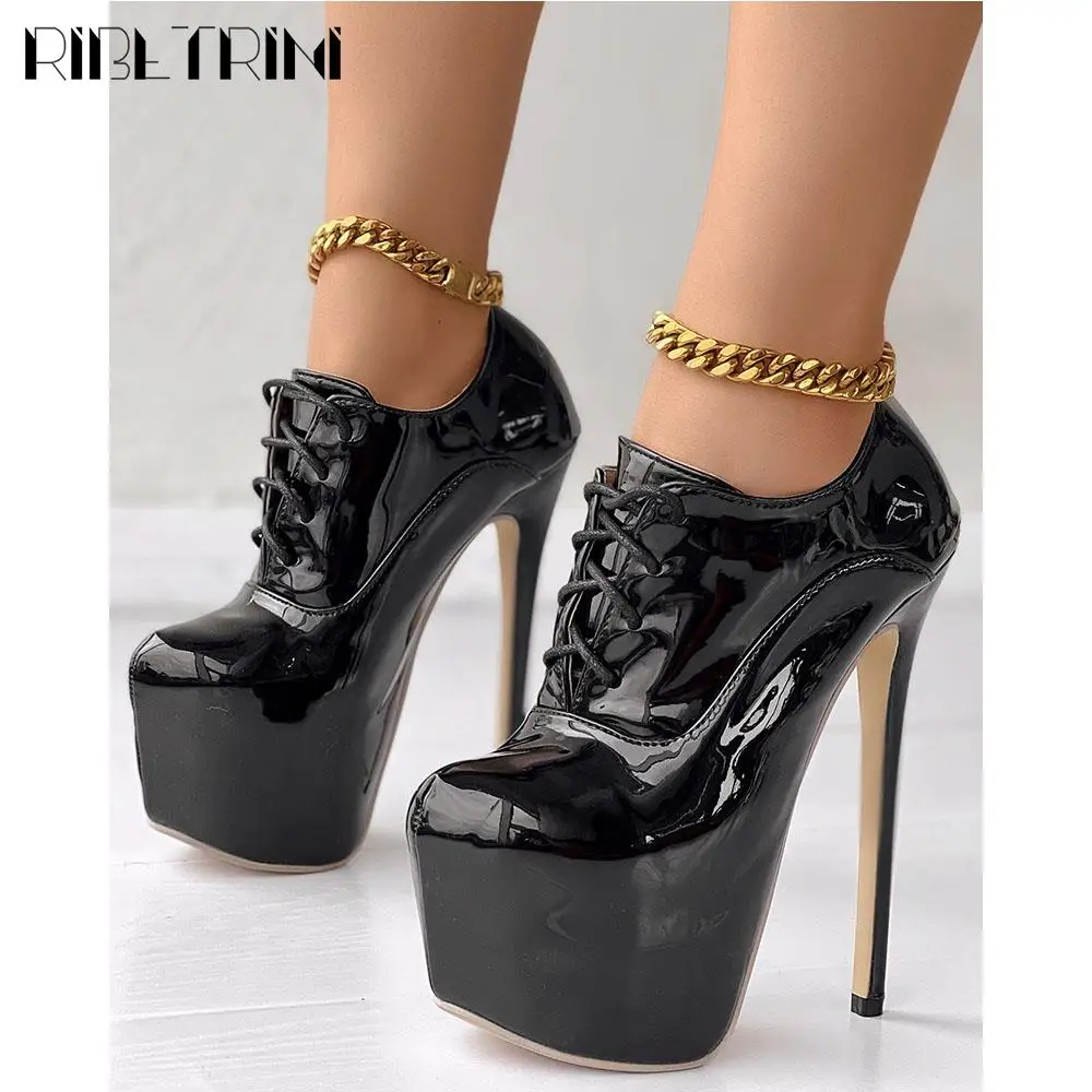 Platform High Heels Pumps Women Lace Up Stiletto Heels Round Toe Elegant Shoes Fashion Design Sexy Office Lady Pumps Quality