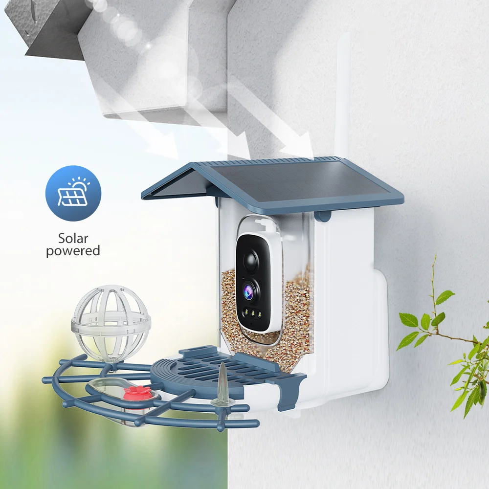 Smart WiFi Bird Feeder 3MP Ultra HD Camera Bird Identification Night Vision Two-Way Audio Motion Detection Bird Watching Device