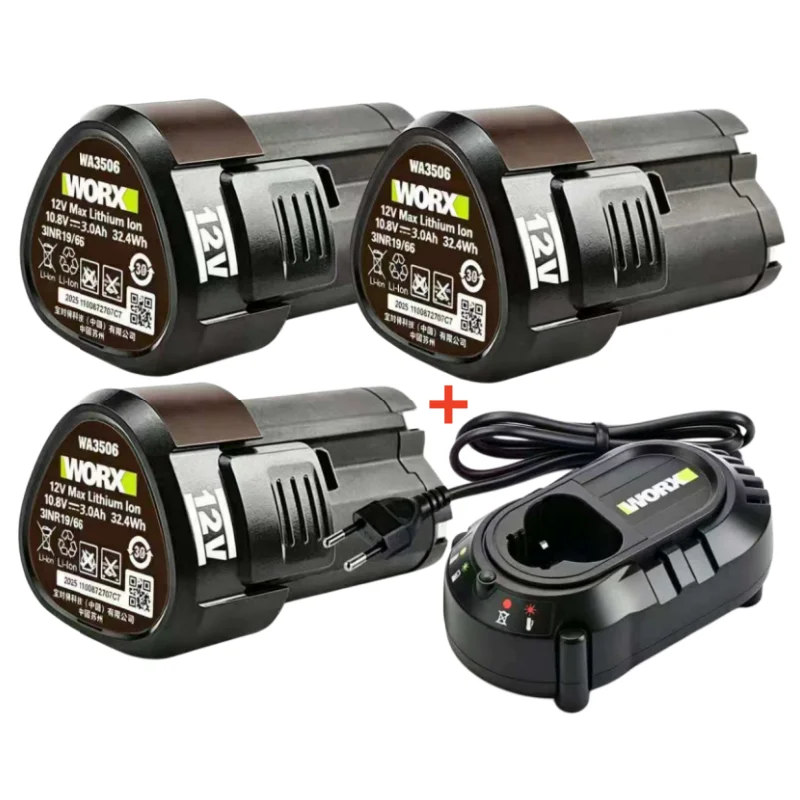 100% Brand New 12V 3000mAh Replacement Lithium Battery, Suitable for Worx WA3504/3505/3553 WU128/132 RW9300 Power Tool Battery