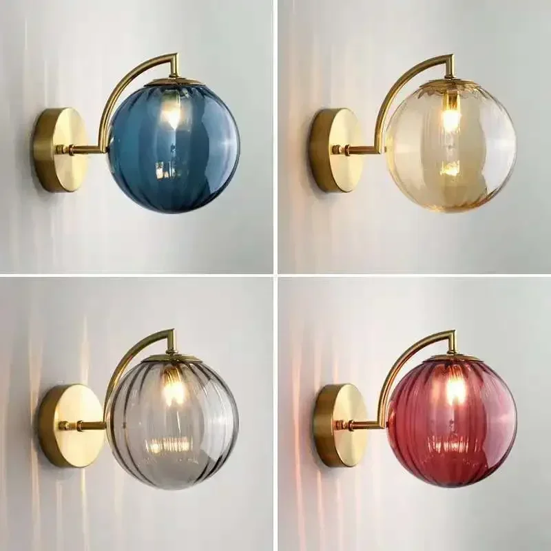 Modern E14 Wall Lamp Nordic Water Grain Glass Ball Pendant Light Hotel Hallway Staircase Room Decor Led Entrance Lighting