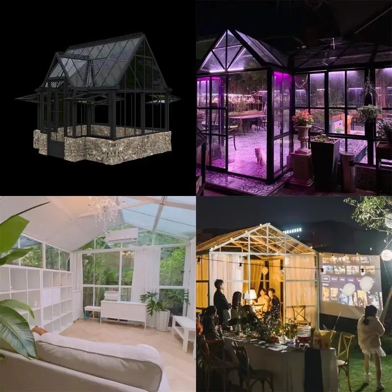 DIY winter roof glass house plant sunroom tempered glass greenhouse