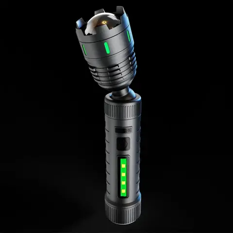 356° rotatable Light Illuminated  Zoom in out Outdoor Flashlight Type-C Fast Charging Green, White, Yellow