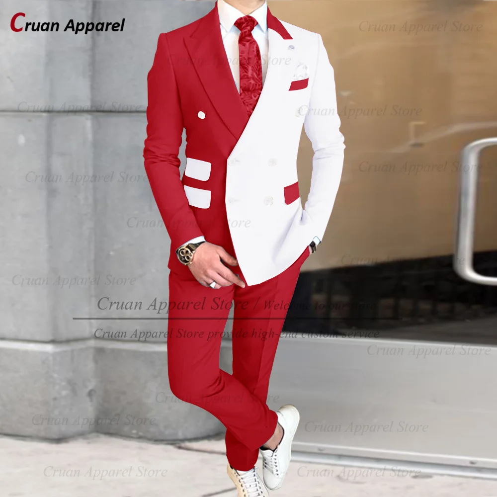 Nuovi completi da uomo banchetto di compleanno moda personalizzata abiti da Splicing bianchi festa formale smoking da uomo di alta qualità due pezzi