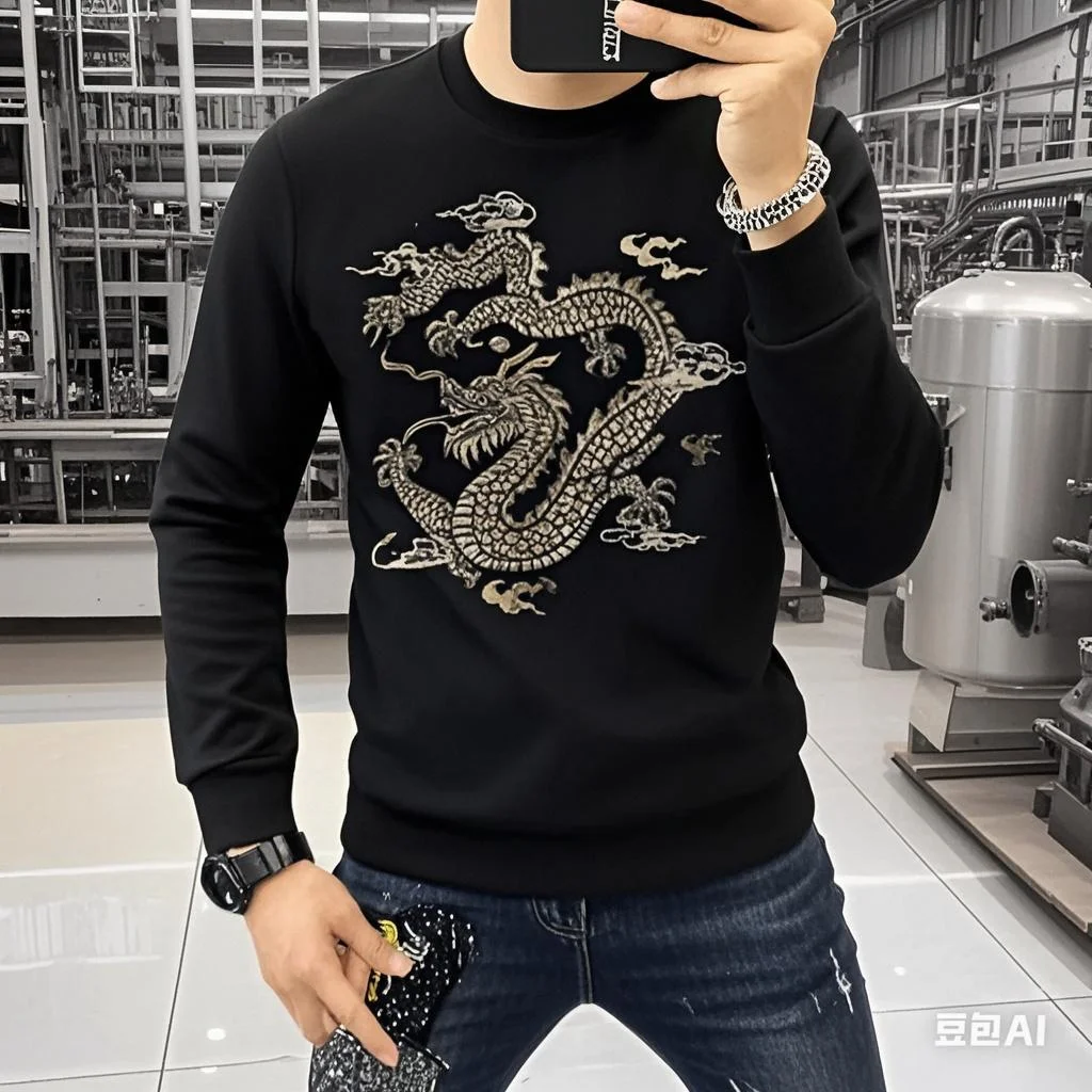 

Rhinestones Men Anime Sweatshirts Casual Streetwear Diamonds long sleeve Hot drill hoodies Men's Clothing