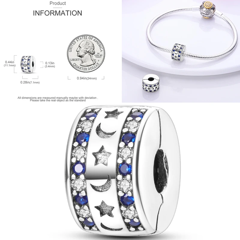 925 Sterling Silber Sonne Sternenhimmel Charms Serie Gold Sonne Sterne Mond Anhänger Passend für Armband DIY Schmuck Original Mode für Frauen – Detail 37