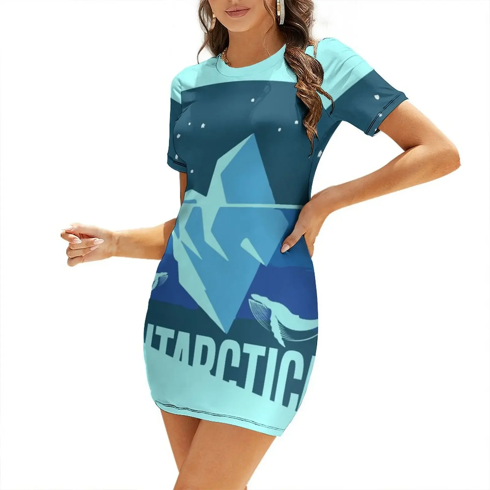 

antarctica Short-Sleeved Dress women's summer dress 2025 summer dress daily Woman dresses Woman fashion