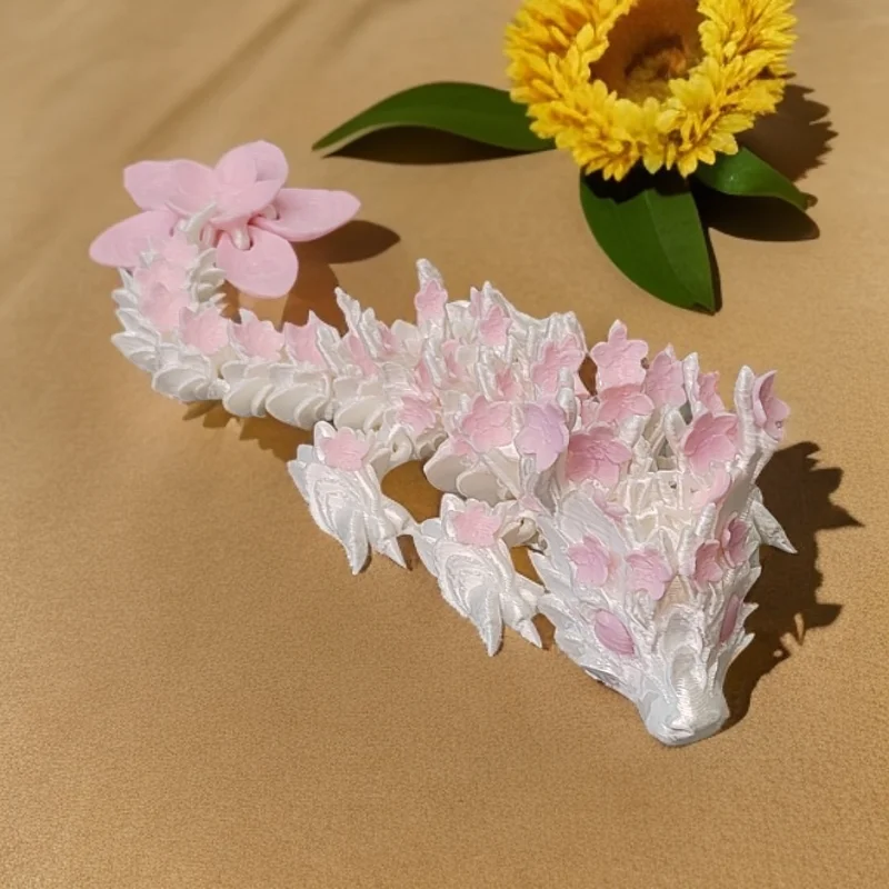Modelo de Dragón Sakura Articulado Impreso en 3D, Articulaciones Móviles, Simulación de Animal, Adorno, Figura de Acción, Decoración de Escritorio, Regalo para Coleccionistas