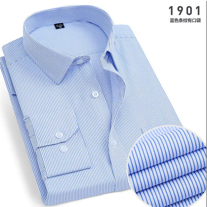Men's Long-Sleeved Shirt Business Casual Solid Color Striped Plaid Spring Summer Free Ironing All Fit Tooling Comfortable image 3