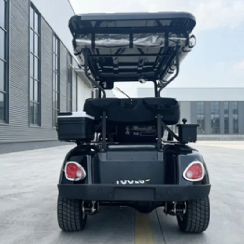 Most Popular 4 Seater 5KW AC Motor Luxury Electric Golf Cart Most Competitive Price Rain Cover Off-Road Tires Rear Cargo Box
