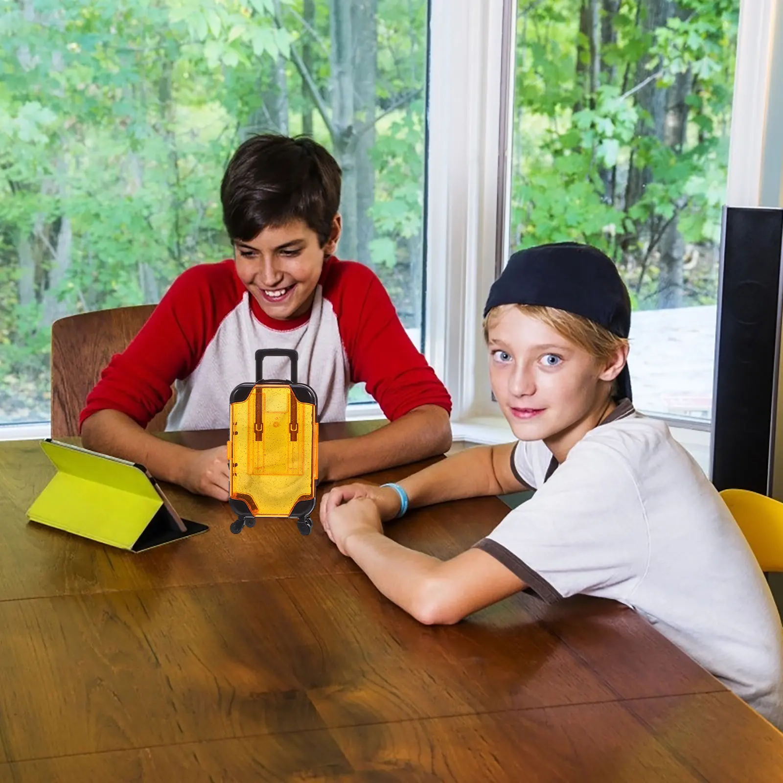 5 قطعة مجموعة حقائب الأطفال الصغيرة محاكاة حقيبة تروللي بعجلات التظاهر اللعب السفر الأمتعة 6.6x3.3x2 لعبة صغيرة حقيبة